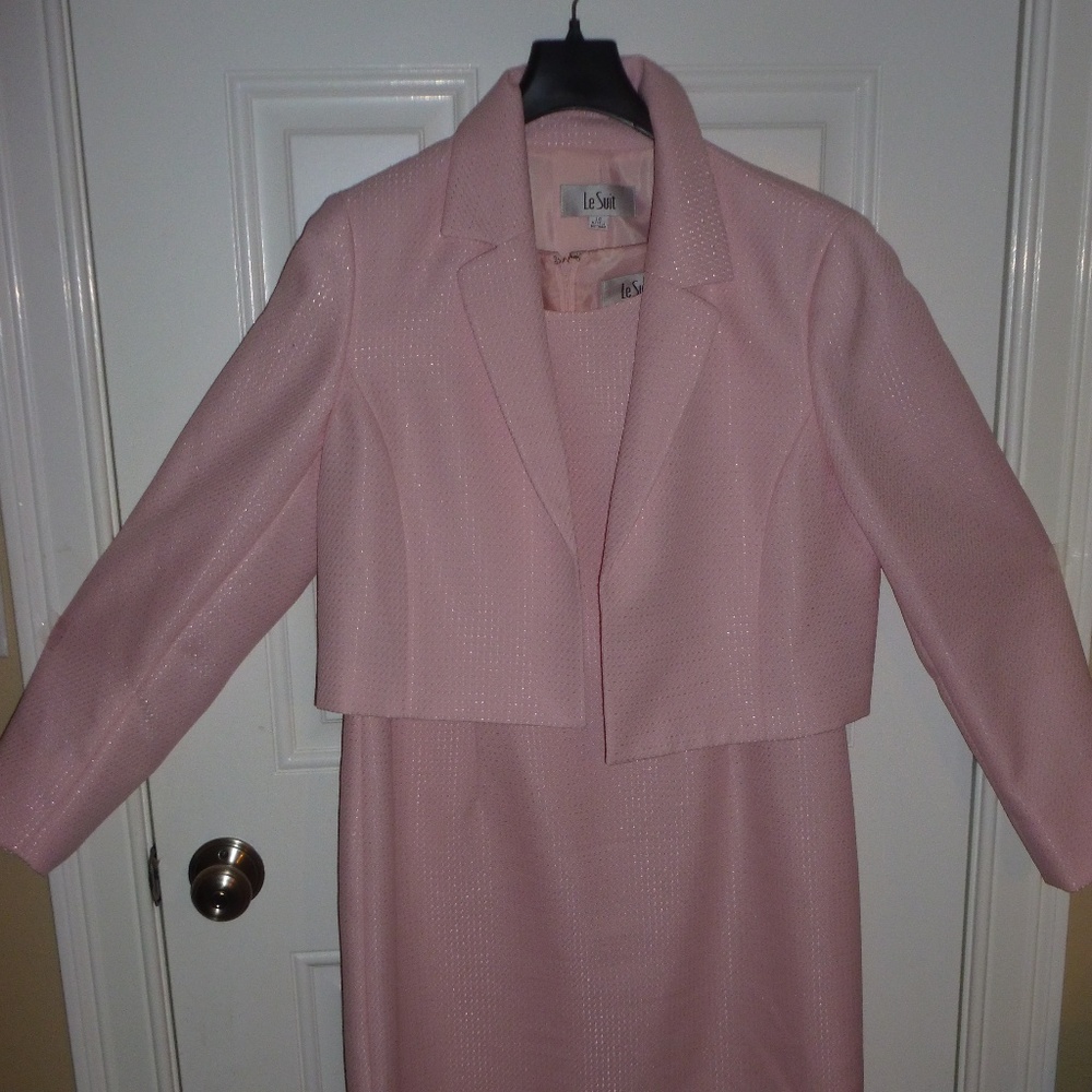 Pink Le Suit sleeveless sheath dress w/Jacket